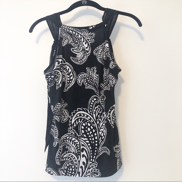 EIC WHBM Tank Blouse, Tie Shoulder, Black, White S - Picture 5 of 5